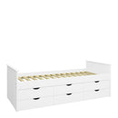 Alba White 6 Drawers Wooden Single Bed by Lavishway | Wooden Beds
