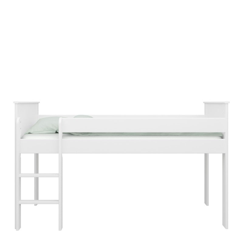 Alba White Modern Design Mid Sleeper Bed by Lavishway | Wooden Beds