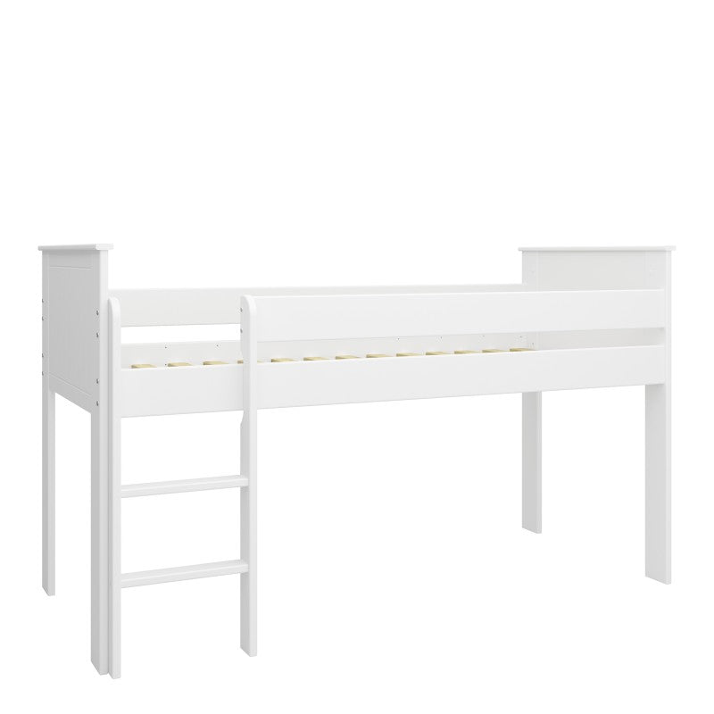 Alba White Modern Design Mid Sleeper Bed by Lavishway | Wooden Beds