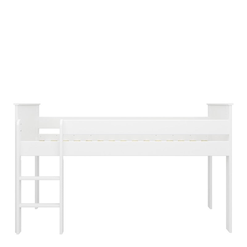 Alba White Modern Design Mid Sleeper Bed by Lavishway | Wooden Beds