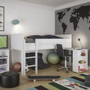 Alba White Modern Design Mid Sleeper Bed by Lavishway | Wooden Beds