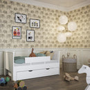 Alba Wide White Pull Out Wooden Bed Drawer by Lavishway | Wooden Beds