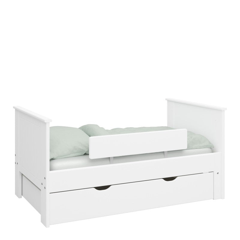 Alba Wide White Pull Out Wooden Bed Drawer by Lavishway | Wooden Beds