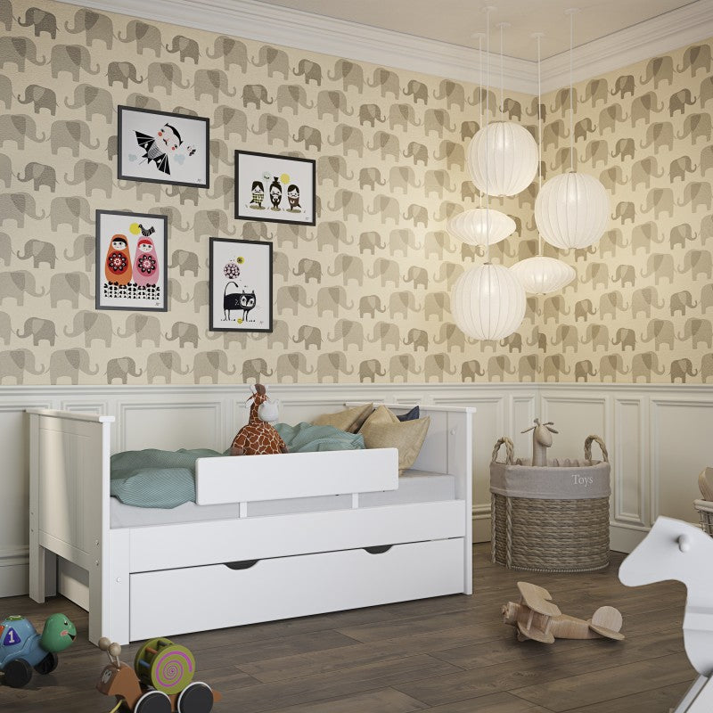 Alba White Extendable Wooden Single Bed by Lavishway | Wooden Beds