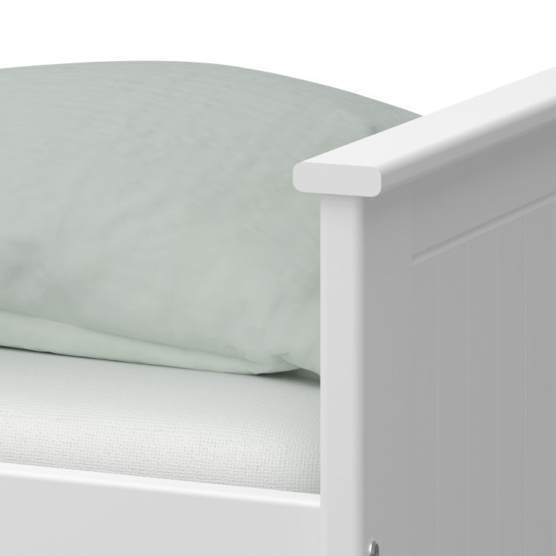 Alba White Extendable Wooden Single Bed by Lavishway | Wooden Beds