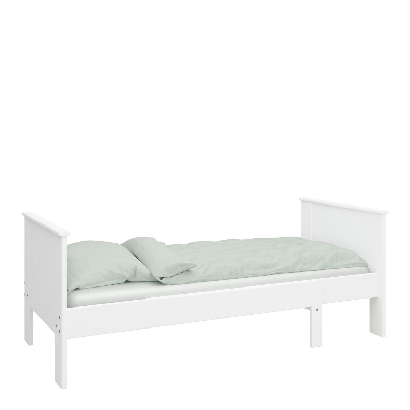 Alba White Extendable Wooden Single Bed by Lavishway | Wooden Beds
