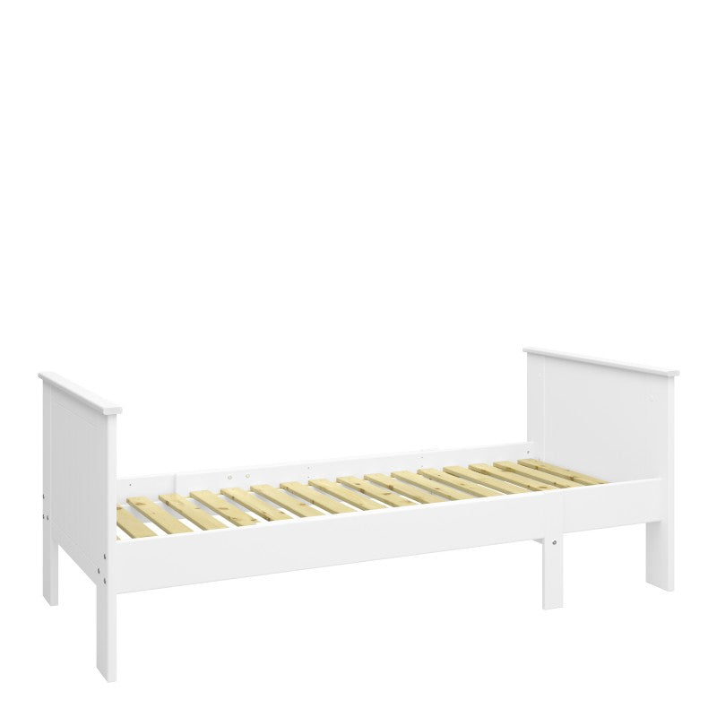 Alba White Extendable Wooden Single Bed by Lavishway | Wooden Beds