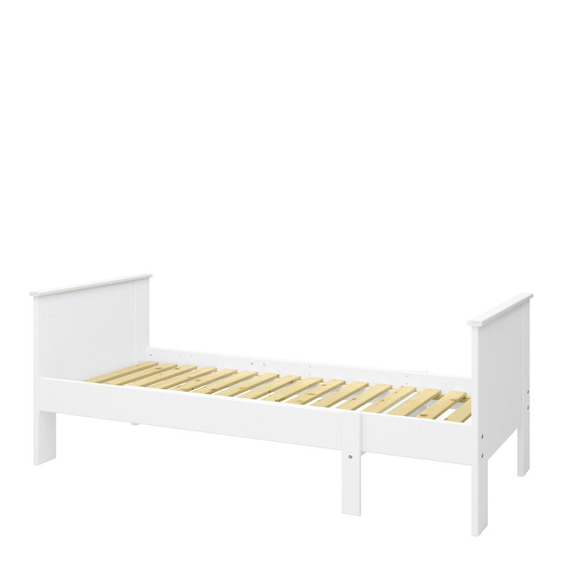 Alba White Extendable Wooden Single Bed by Lavishway | Wooden Beds