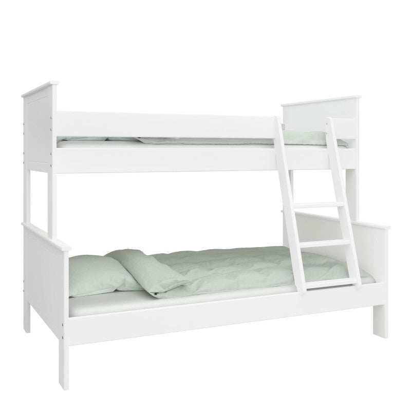 Alba White Finish Single Over Double Bunk Bed by Lavishway | Wooden Beds