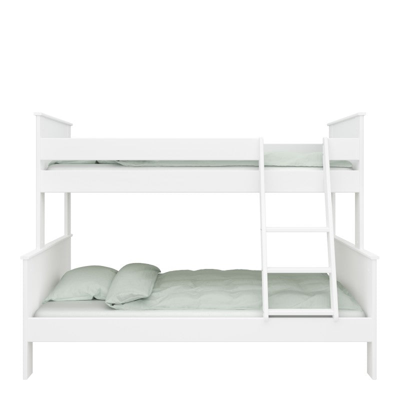 Alba White Finish Single Over Double Bunk Bed by Lavishway | Wooden Beds
