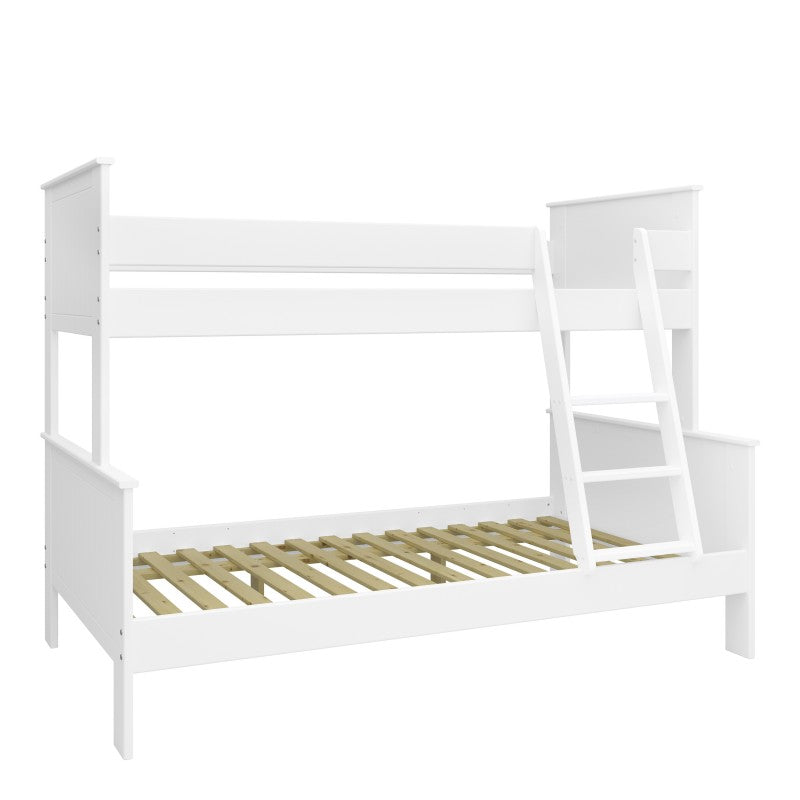 Alba White Finish Single Over Double Bunk Bed by Lavishway | Wooden Beds