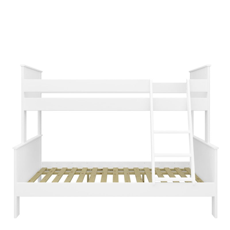 Alba White Finish Single Over Double Bunk Bed by Lavishway | Wooden Beds