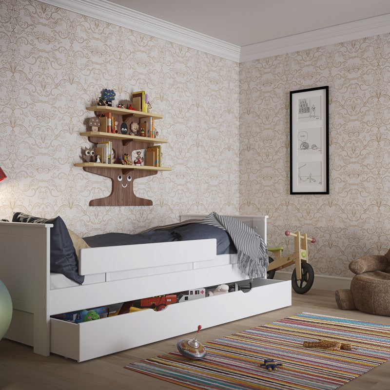 Alba White Finish Wooden Single Bed by Lavishway | Wooden Beds