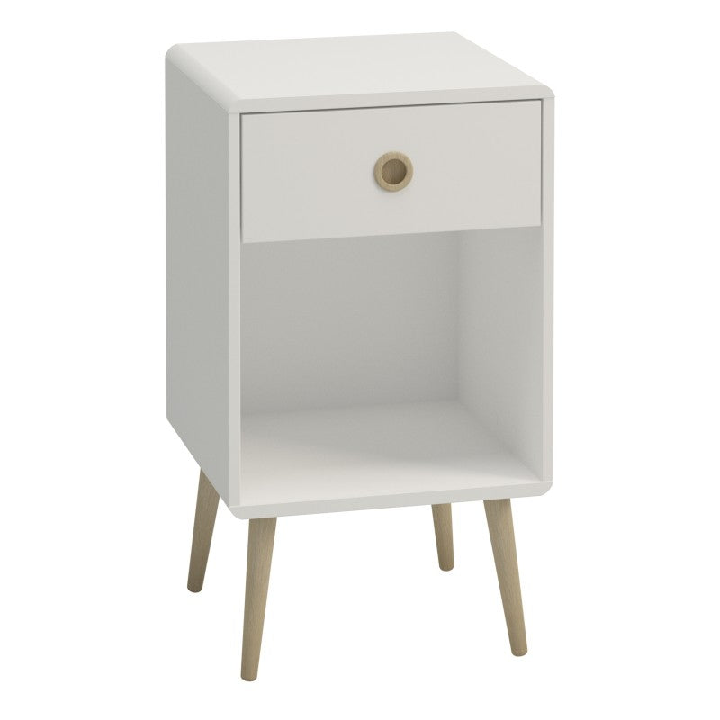 Softline Off White 1 Drawer Bedside Table by Lavishway | Bedside Tables
