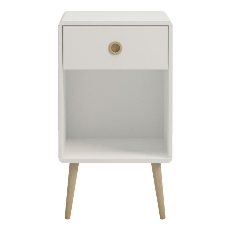 Softline Off White 1 Drawer Bedside Table by Lavishway | Bedside Tables