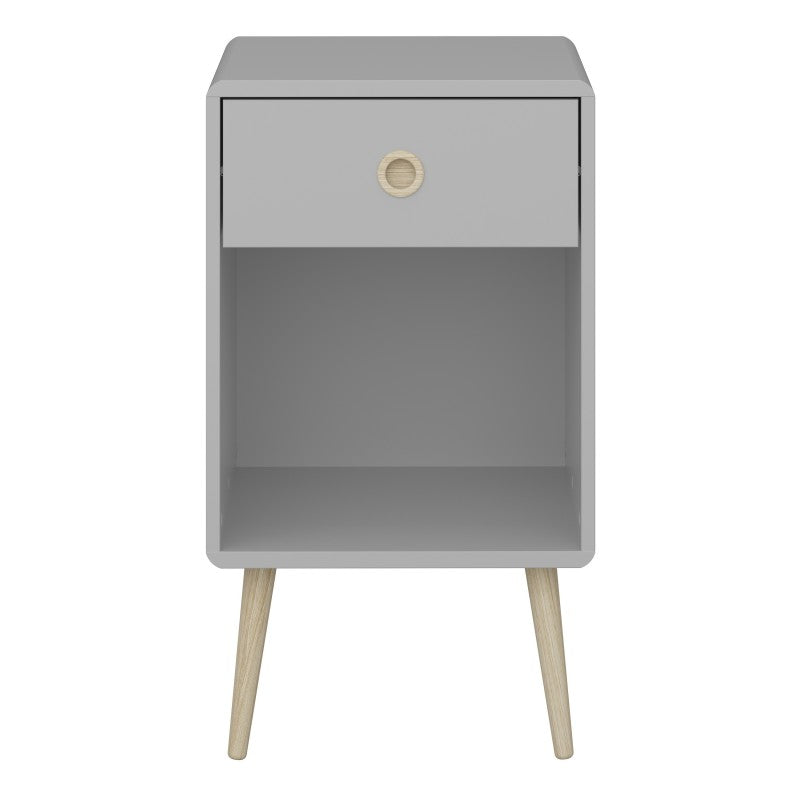 Softline Grey 1 Drawer Bedside Table by Lavishway | Bedside Tables