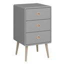 Softline Grey 3 Drawer Bedside Table by Lavishway | Bedside Tables