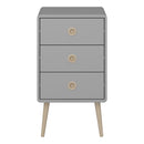 Softline Grey 3 Drawer Bedside Table by Lavishway | Bedside Tables