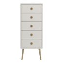 Softline Off White 5 Drawer Narrow Chest by Lavishway | Chest Of Drawer