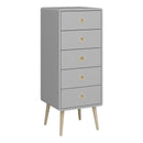 Softline Grey 5 Drawer Narrow Chest by Lavishway | Chest Of Drawer