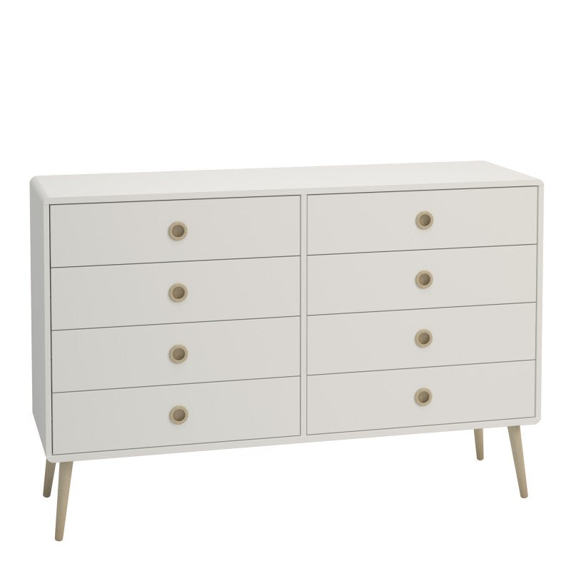 Softline Off White 8 Drawer Wide Chest by Lavishway | Chest Of Drawer