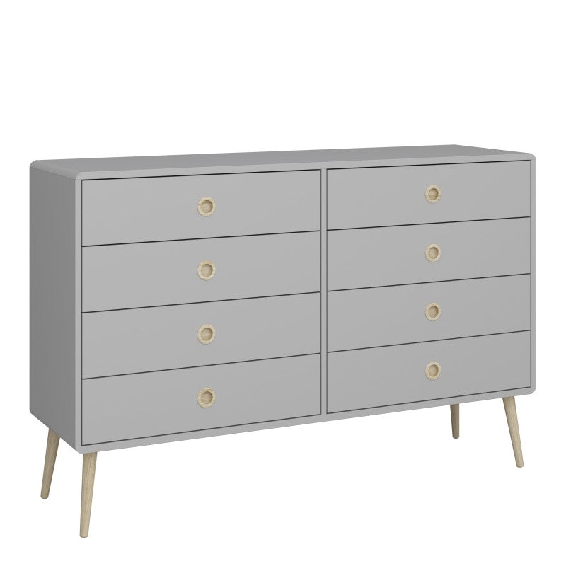 Softline Grey 8 Drawer Wide Chest Of Drawer by Lavishway | Chest Of Drawer