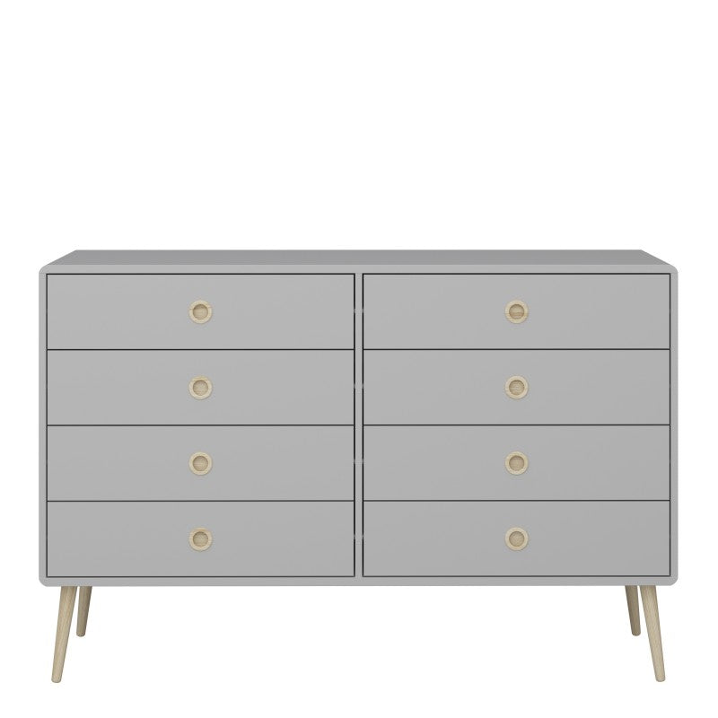 Softline Grey 8 Drawer Wide Chest Of Drawer by Lavishway | Chest Of Drawer