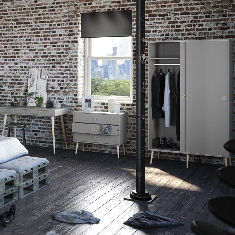 Softline Grey 2 Sliding Doors Wardrobe by Lavishway | Wardrobe