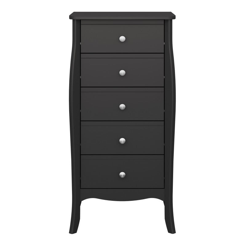 Baroque 5 Drawer Narrow Black Chest Of Drawer by Lavishway | Chest Of Drawer