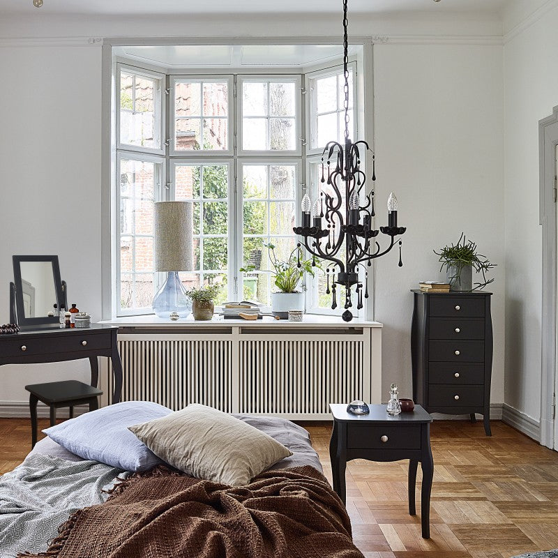 Baroque 5 Drawer Narrow Black Chest Of Drawer by Lavishway | Chest Of Drawer