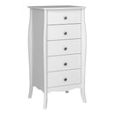 Baroque 5 Drawer Narrow White Chest Of Drawer by Lavishway | Chest Of Drawer