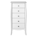 Baroque 5 Drawer Narrow White Chest Of Drawer by Lavishway | Chest Of Drawer
