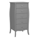 Baroque 5 Drawer Narrow Grey Chest Of Drawer by Lavishway | Chest Of Drawer