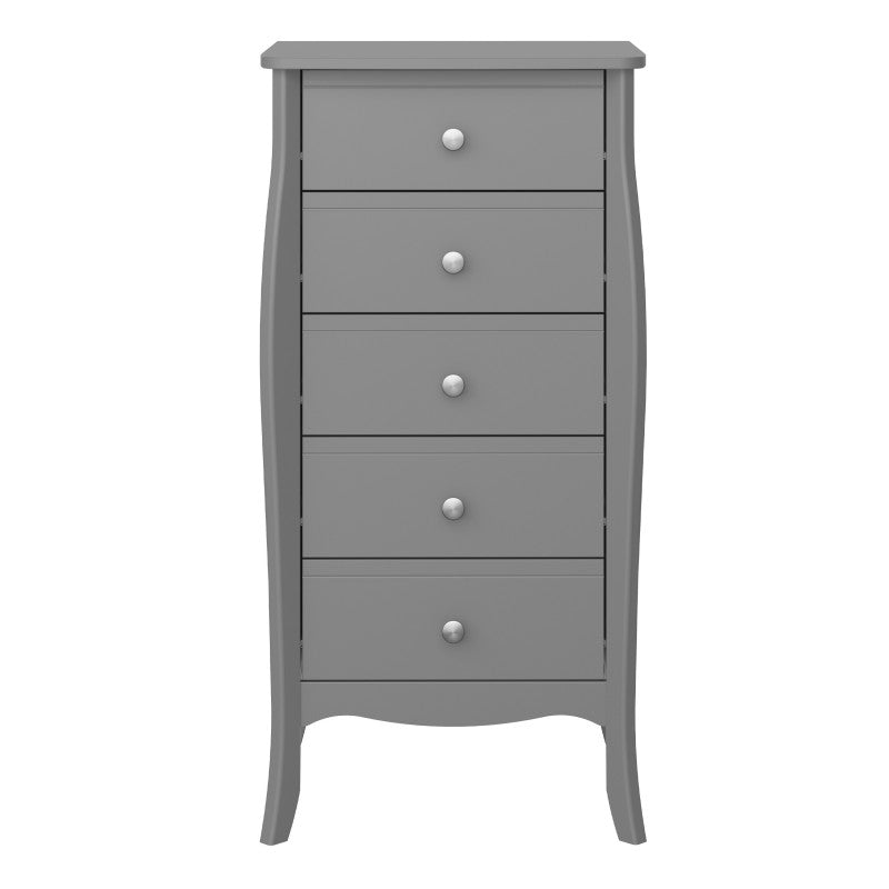 Baroque 5 Drawer Narrow Grey Chest Of Drawer by Lavishway | Chest Of Drawer