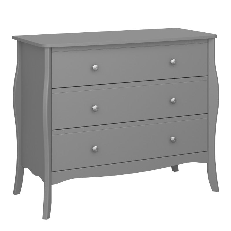 Baroque Grey Finish 3 Drawer Wide Chest by Lavishway | Chest Of Drawer