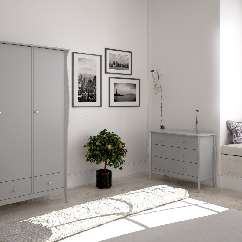 Baroque Grey Finish 3 Drawer Wide Chest by Lavishway | Chest Of Drawer