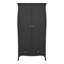 Baroque 2 Door & 1 Drawer Black Wardrobe