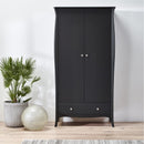 Baroque 2 Door & 1 Drawer Black Wardrobe