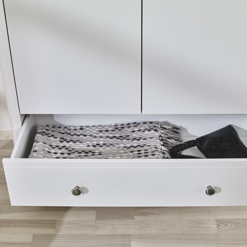 Baroque 2 Door & 1 Drawer White Wardrobe