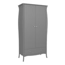 Baroque 2 Door & 1 Drawer Grey Wardrobe by Lavishway | Wardrobe