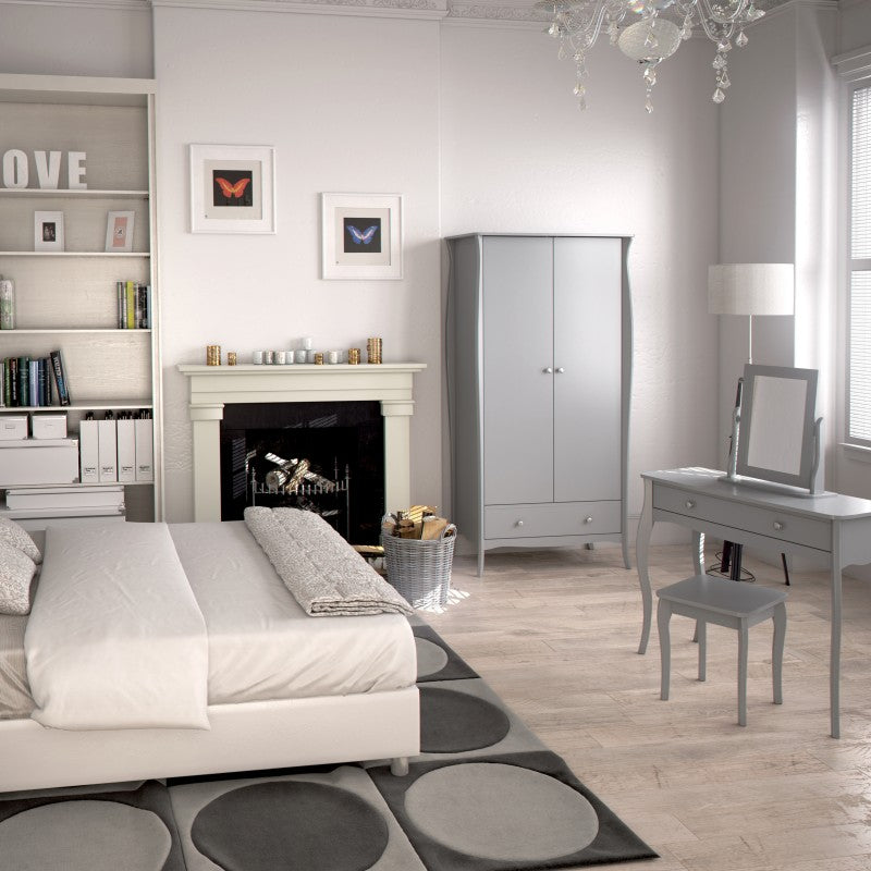 Baroque 2 Door & 1 Drawer Grey Wardrobe by Lavishway | Wardrobe
