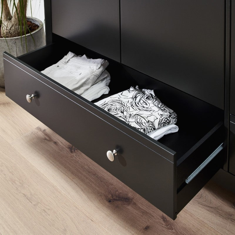 Baroque 3 Door & 2 Drawer Black Wardrobe by Lavishway | Wardrobe