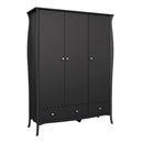 Baroque 3 Door & 2 Drawer Black Wardrobe by Lavishway | Wardrobe