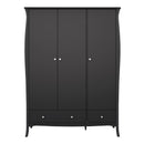 Baroque 3 Door & 2 Drawer Black Wardrobe by Lavishway | Wardrobe