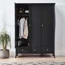 Baroque 3 Door & 2 Drawer Black Wardrobe by Lavishway | Wardrobe