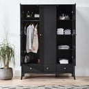 Baroque 3 Door & 2 Drawer Black Wardrobe by Lavishway | Wardrobe