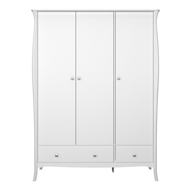 Baroque 3 Door & 2 Drawer White Wardrobe by Lavishway | Wardrobe