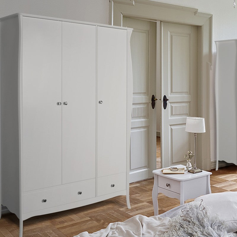 Baroque 3 Door & 2 Drawer White Wardrobe by Lavishway | Wardrobe