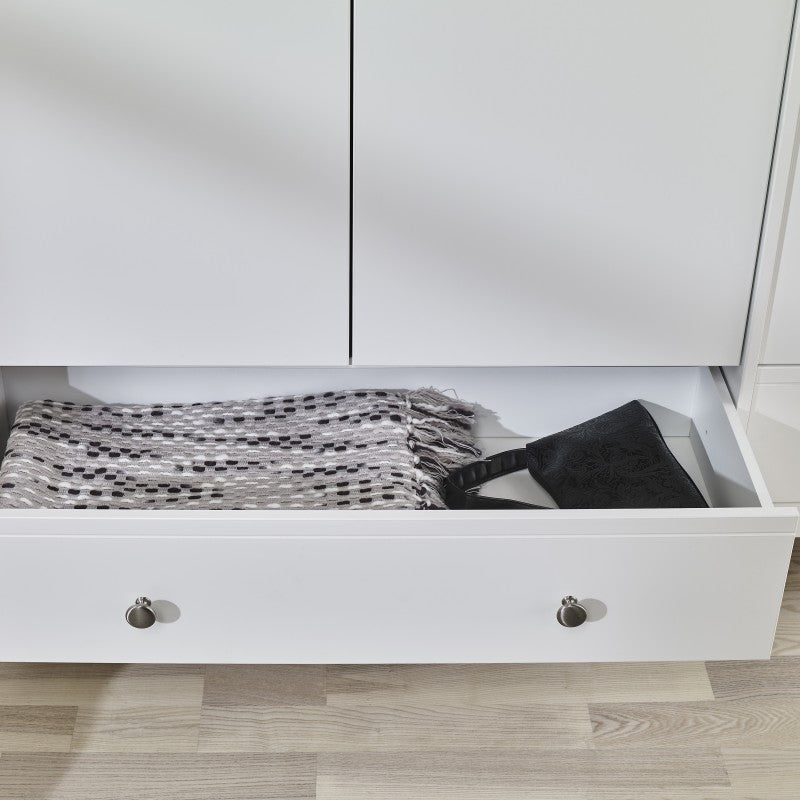 Baroque 3 Door & 2 Drawer White Wardrobe by Lavishway | Wardrobe