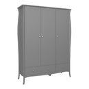 Baroque 3 Door & 2 Drawer Grey Wardrobe by Lavishway | Wardrobe